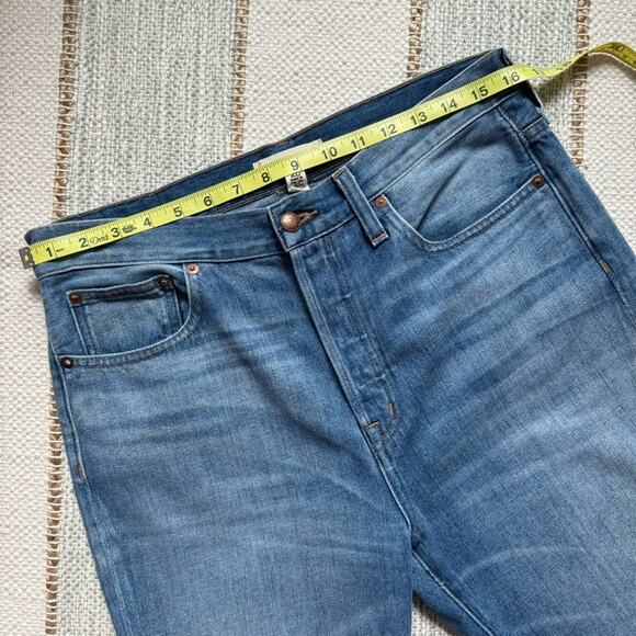 Rivet & Thread Retro Blue Straight Leg Button Fly Fringe Hem Jeans Women’s 28 - Picture 8 of 14